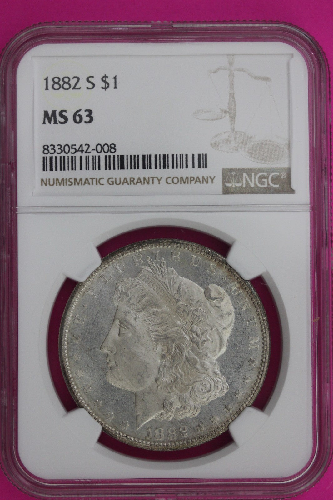 1882 S MS 63 Liberty Morgan Silver Dollar NGC Certified Graded Authentic 1086