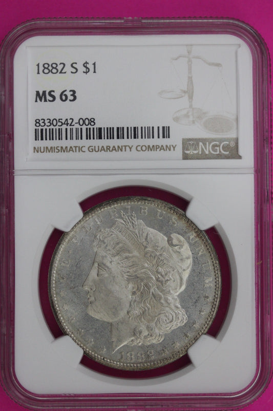 1882 S MS 63 Liberty Morgan Silver Dollar NGC Certified Graded Authentic 1086