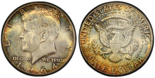 Toned 1964 P Silver MS 65 John F Kennedy Silver Half Dollar PCGS Graded 305