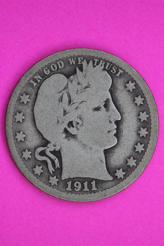 1911 D Barber Liberty Silver Quarter Guaranteed Authentic & Genuine Coin 1207