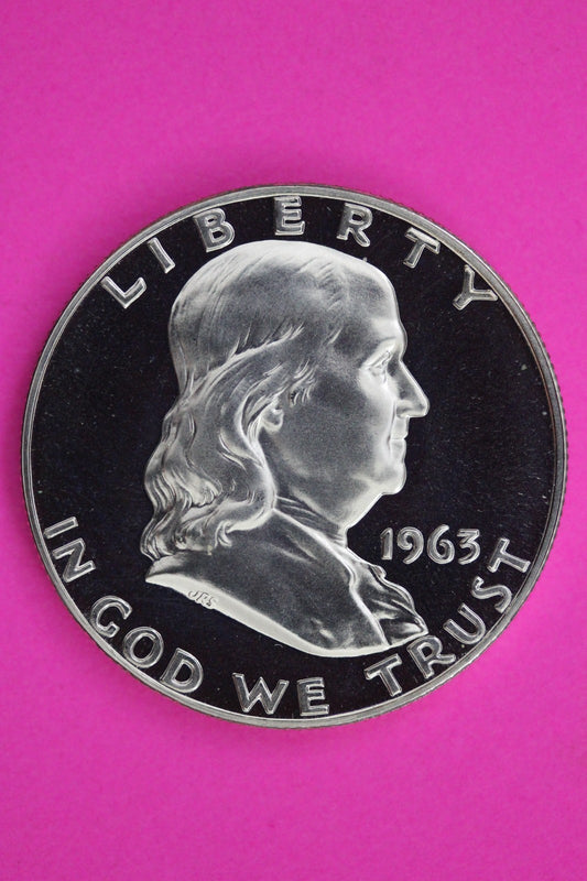 Cameo 1963 Proof Ben Franklin Half Dollar Silver Coin Guaranteed Genuine 1787