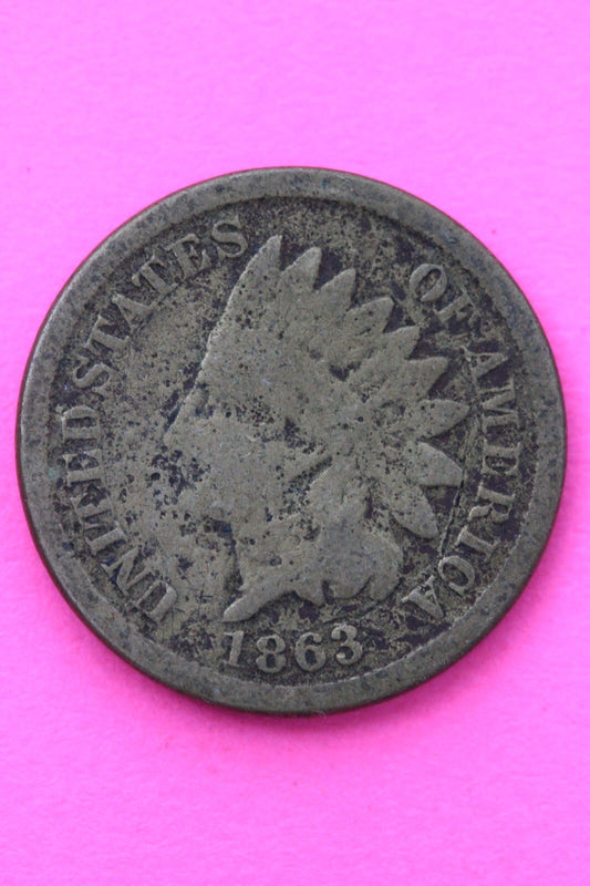 1863 Copper Nickel Indian Head Cent Penny Exact Early Type Coin Pictured 129