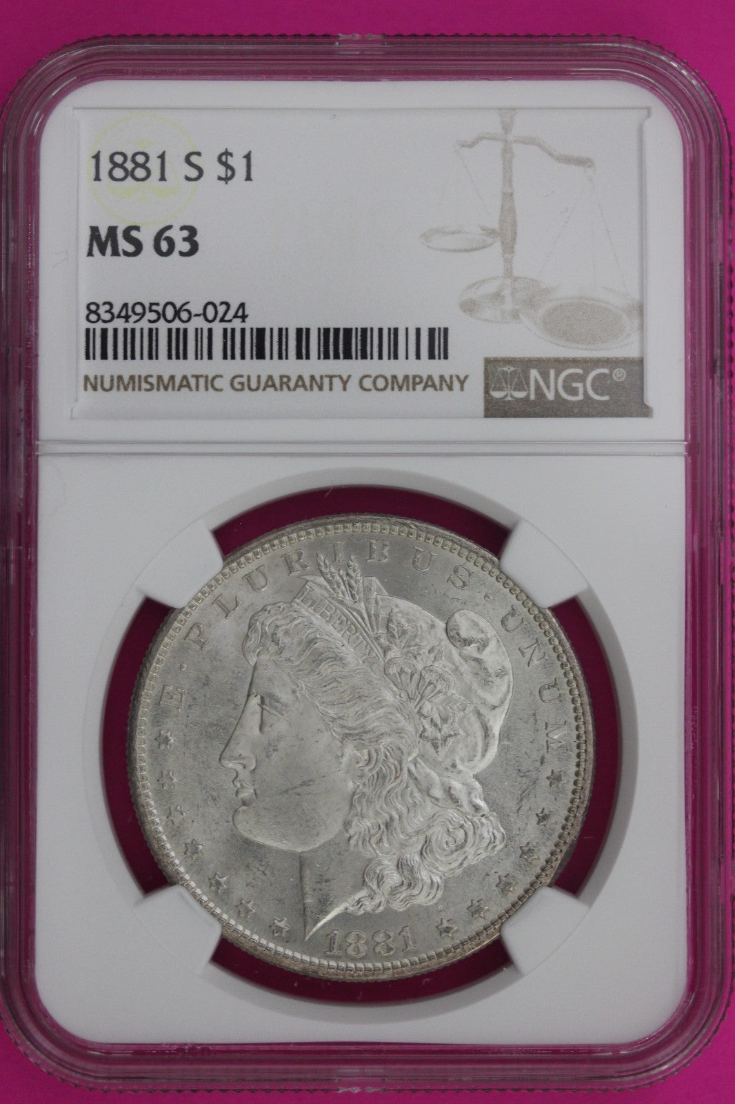 1881 S MS 63 Liberty Morgan Silver Dollar NGC Certified Graded Authentic 1060