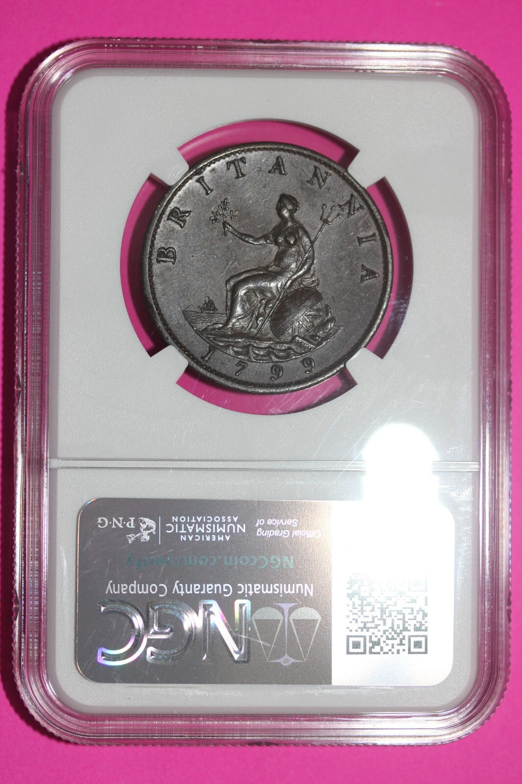 1799 AU 58 BN Great Britain Half Penny NGC Authentic Certified Authentic 206