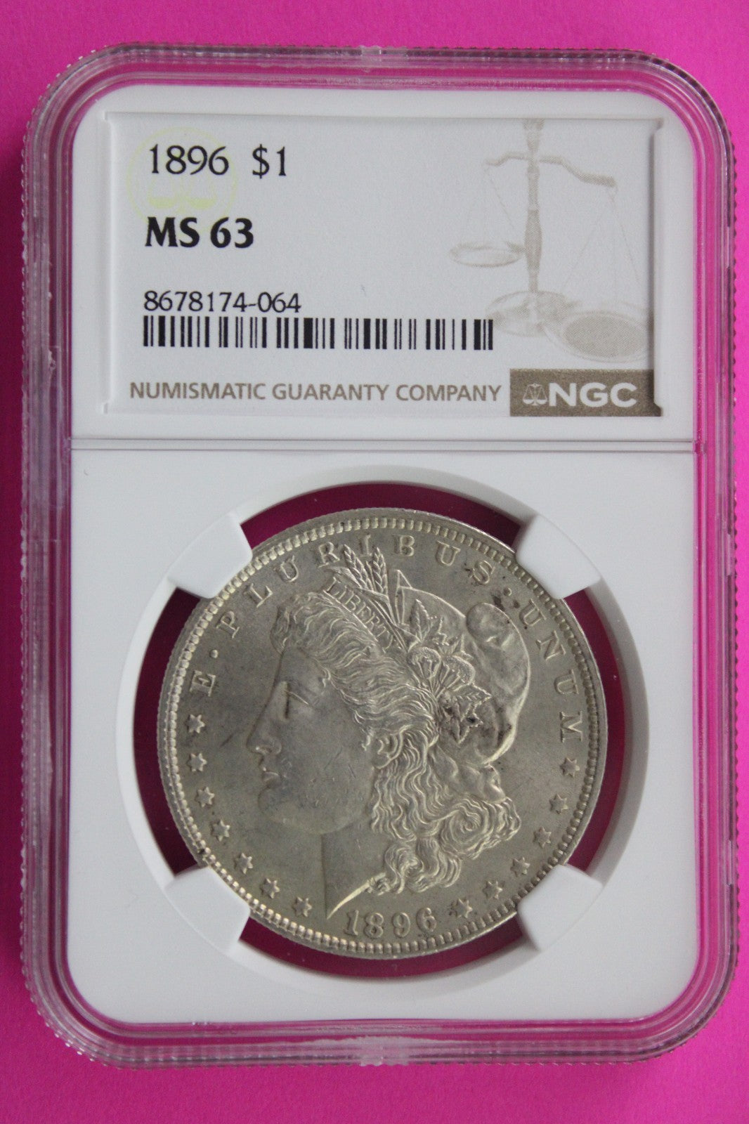 1896 P MS 63 Liberty Morgan Silver Dollar NGC Certified Graded Authentic 835