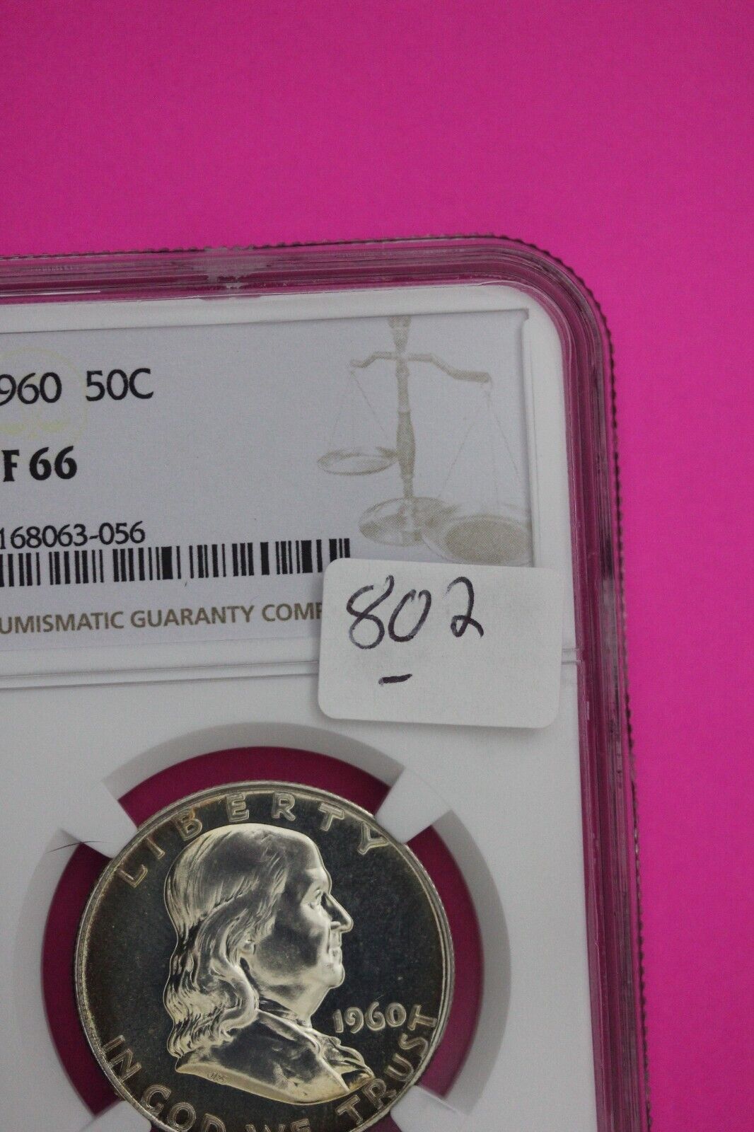 1960 PF 66 Ben Franklin Silver Proof Half Dollar NGC Graded Certified Slab 802