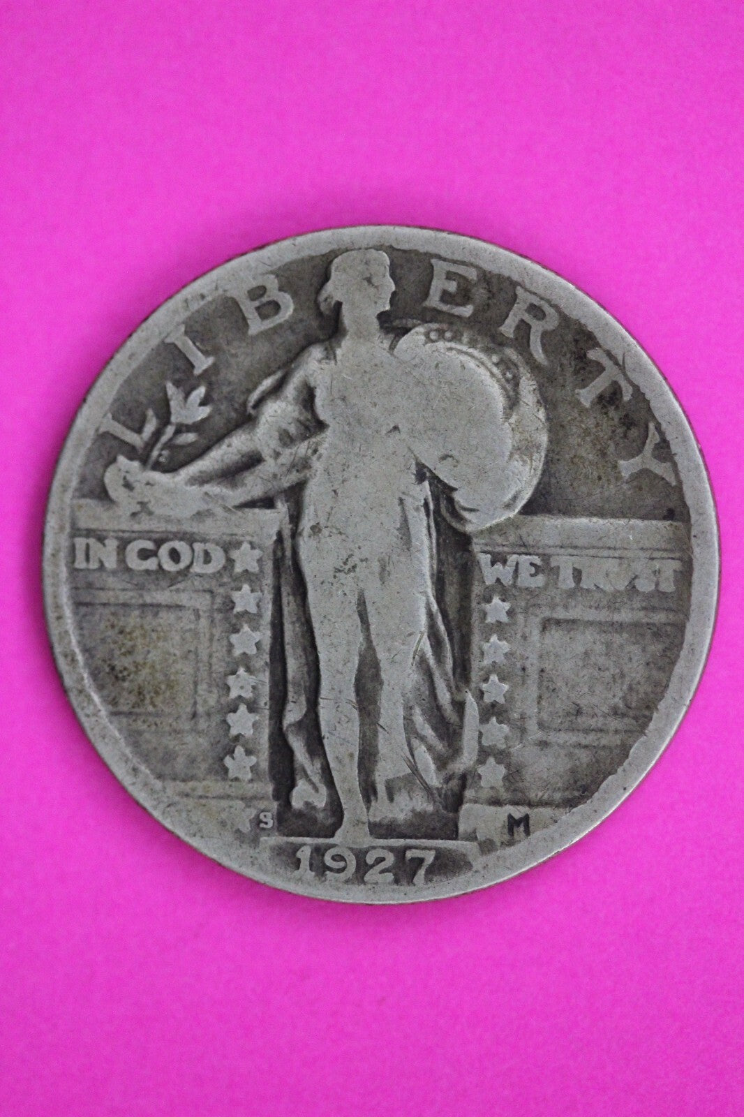 1927 S Standing Liberty Silver Quarter Guaranteed Authentic & Genuine Coin 1446