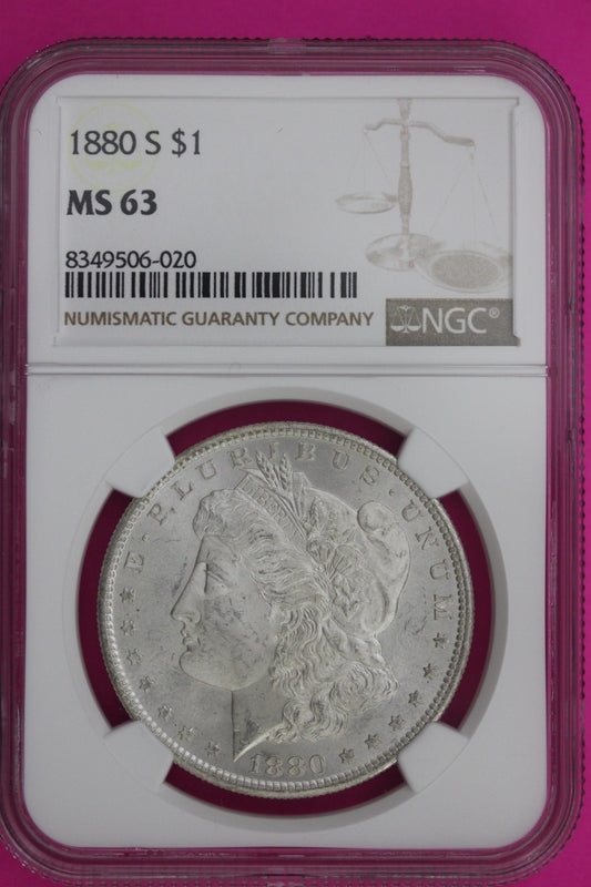 1880 S MS 63 Liberty Morgan Silver Dollar NGC Certified Graded Authentic 1029