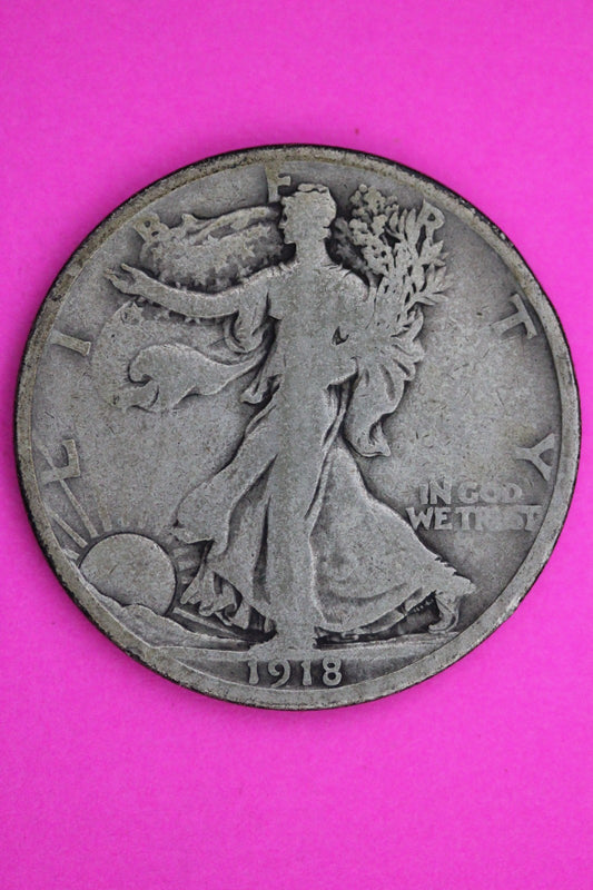 1918 D Walking Liberty Silver Half Dollar Guaranteed Authentic Genuine Coin 2359