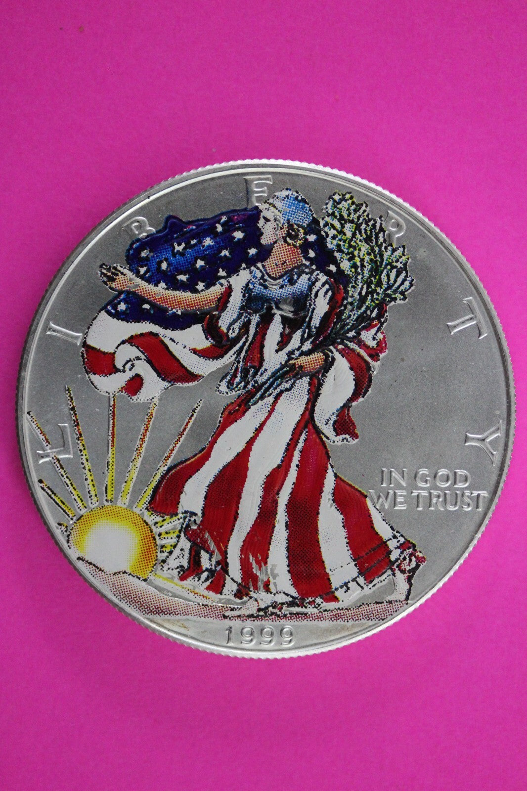 Colorized 1999 American Silver Eagle 1 Ounce .999 Fine Exact Coin Shown N0499
