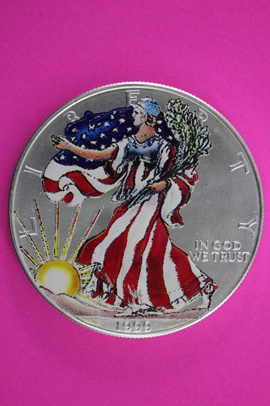 Colorized 1999 American Silver Eagle 1 Ounce .999 Fine Exact Coin Shown N0499