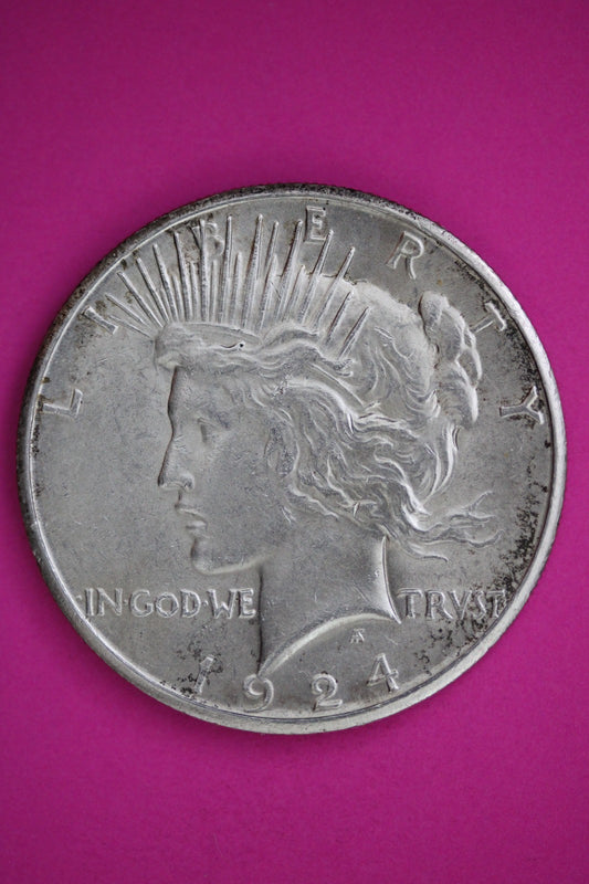 1924 S Peace Lady Liberty Semi Key Date Silver Dollar Guaranteed Authentic 2711