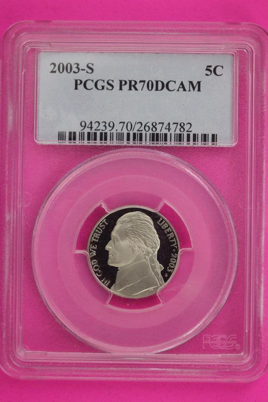 2003 S PR 70 Thomas Jefferson Nickel PCGS Certified Graded Authentic Slab 1321