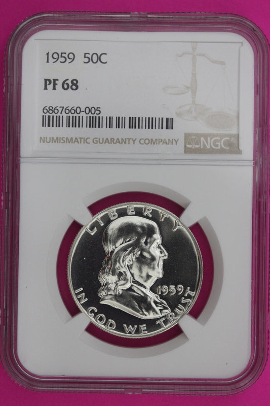 1959 PF 68 Ben Franklin Half Dollar NGC Graded Certified Authentic Slab 1126