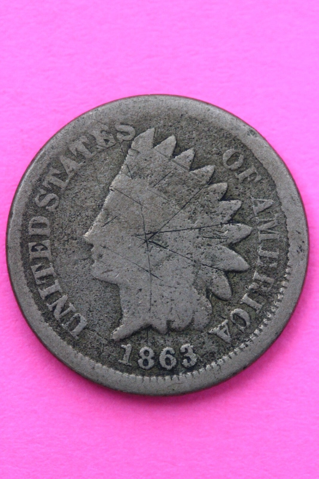 1863 Copper Nickel Indian Head Cent Penny Exact Early Type Coin Pictured 165
