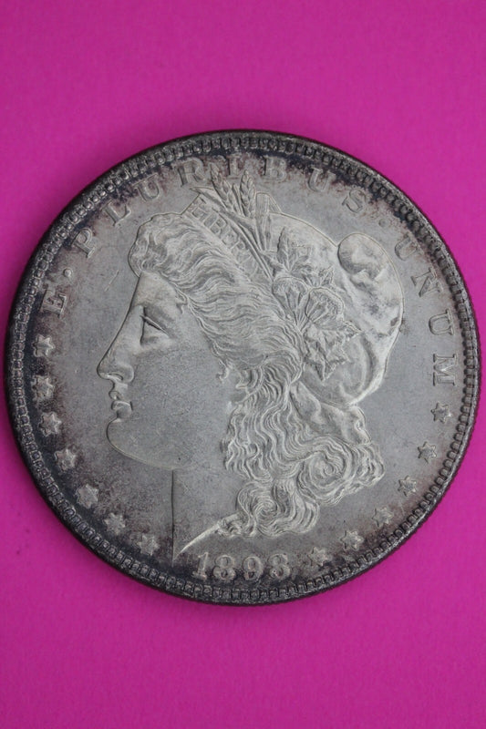 Nicely Toned 1898 P Liberty Morgan Silver Dollar Coin Guaranteed Authentic 101N