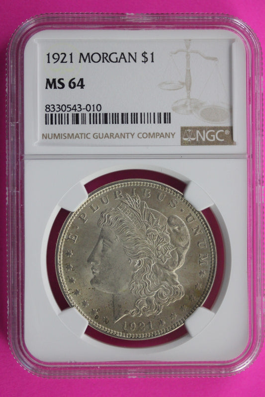 1921 P MS 64 Liberty Morgan Silver Dollar NGC Certified Graded Slab 475