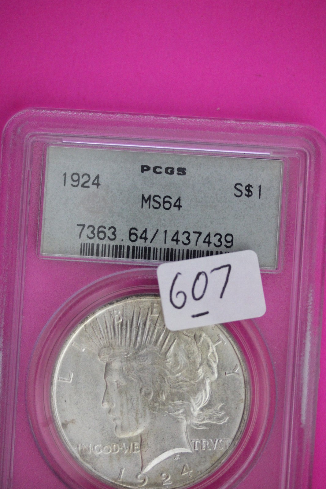 1924 P MS 64 Liberty Peace Silver Dollar PCGS Certified Graded Authentic 607