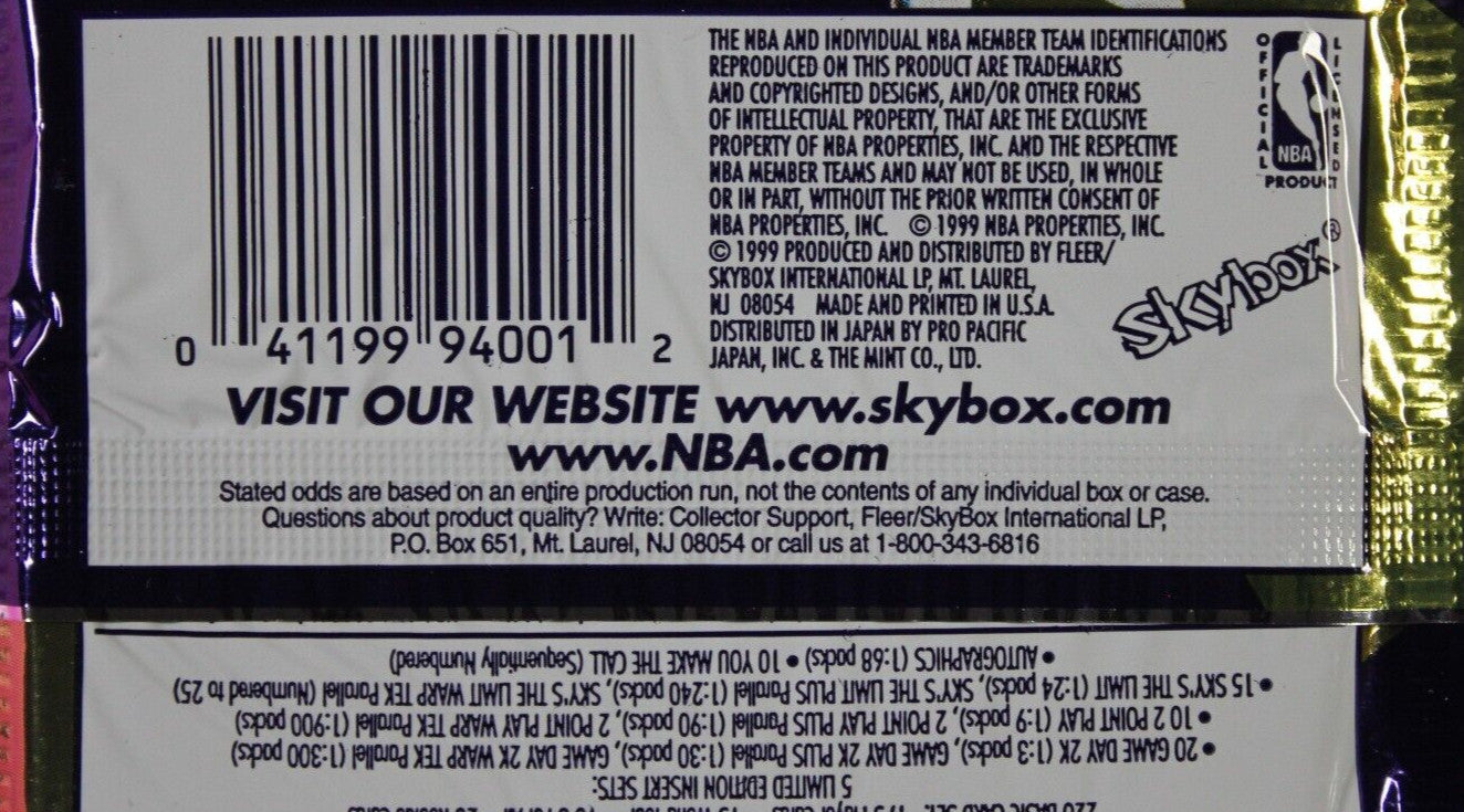 Rare 1999-2000 Skybox Dominion NBA Basketball Hobby Pack Exact Pack In Pics 6022