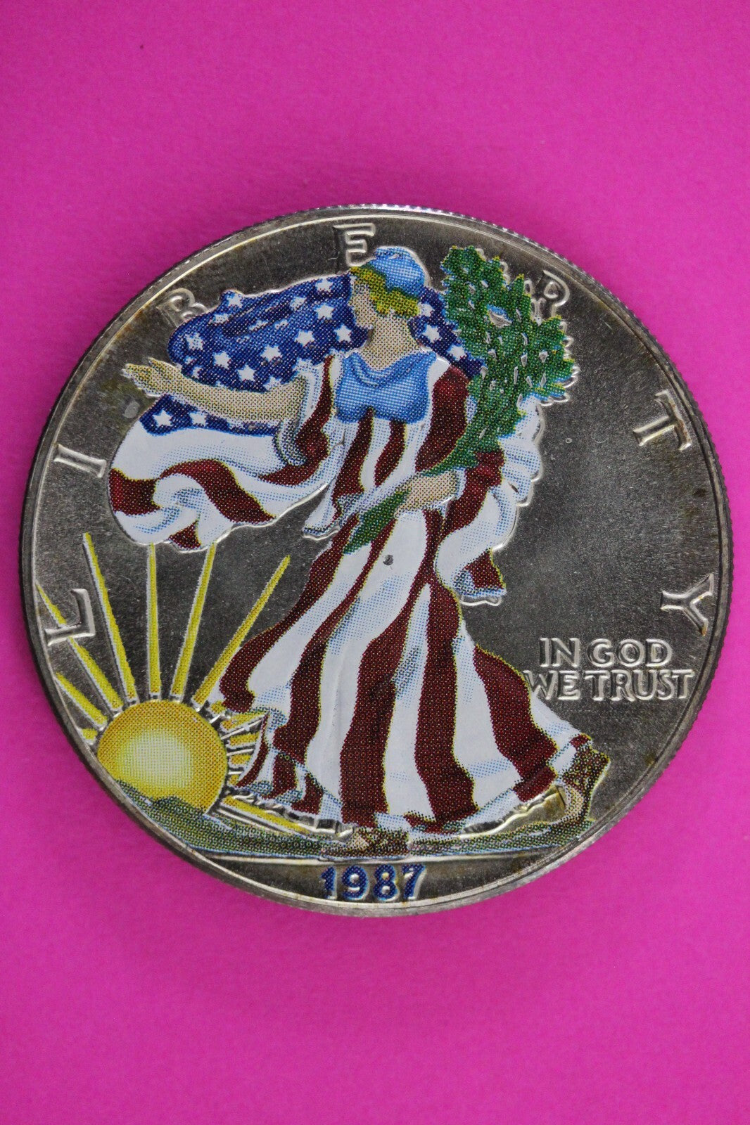 Colorized 1987 American Silver Eagle 1 Ounce .999 Fine Exact Coin Shown N0493