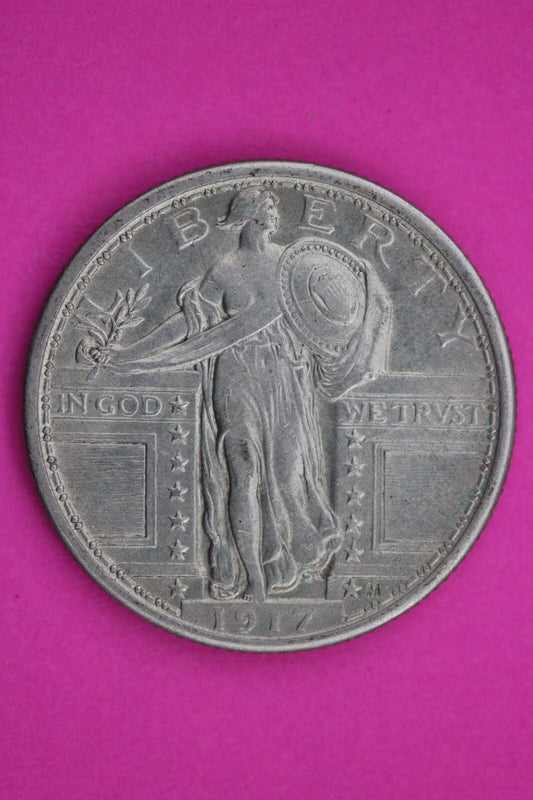 High Grade Full Date 1917 P T1 Standing Liberty Silver Quarter Key Date Coin 05