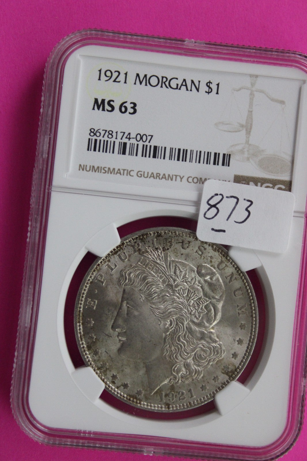 1921 P MS 63 Liberty Morgan Silver Dollar NGC Certified Graded Authentic 873