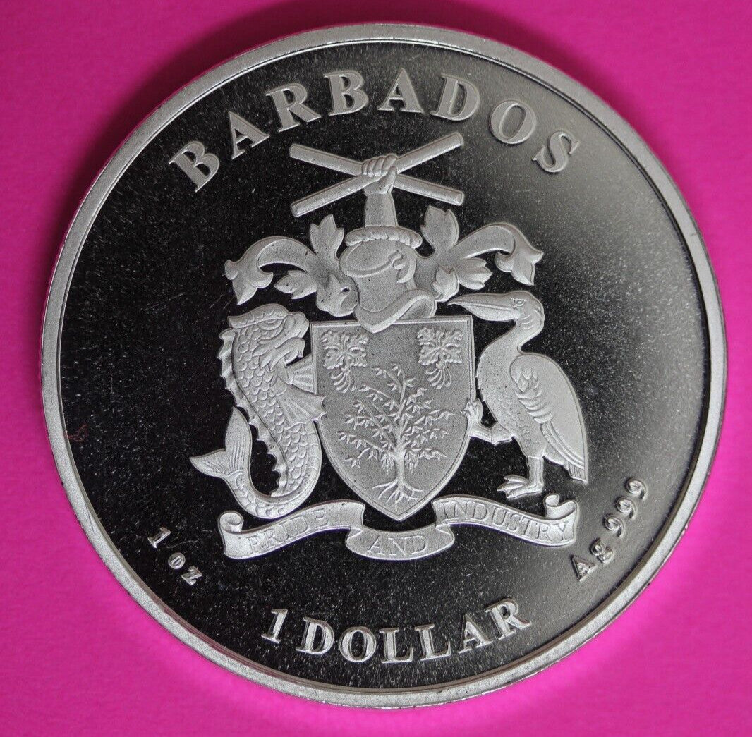 Gem BU 2023 Barbados Monkey 1 OZ Silver Coin .999 Fine $1.00 Same Coin In Pic 06