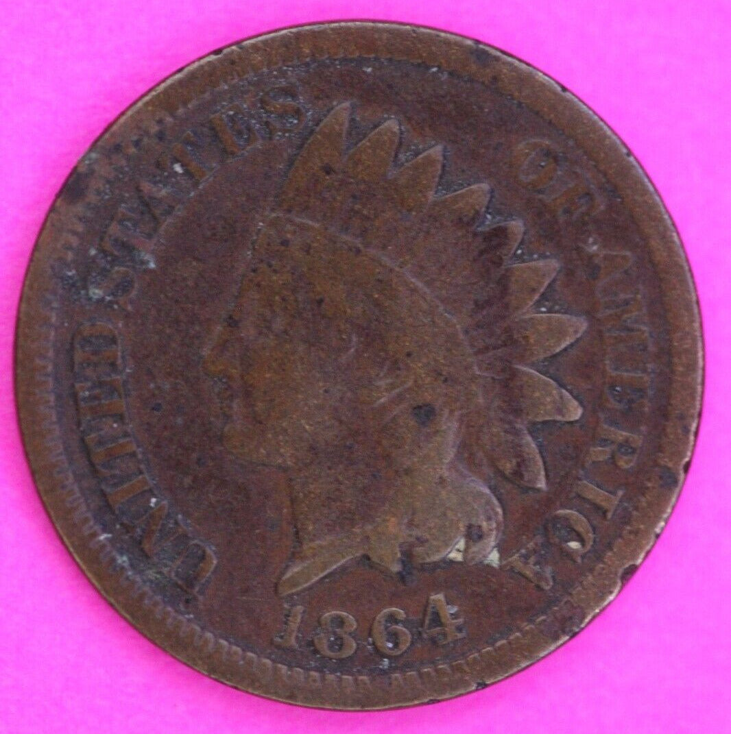 1864 Bronze Rotated Die Indian Head Cent Penny  You Get The Exact Coin Shown 317