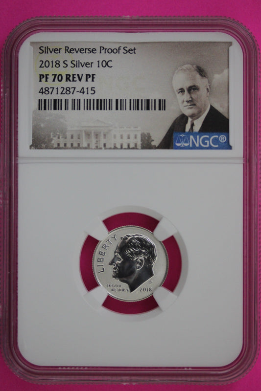 2018 S PF 70 Reverse Proof Roosevelt Silver Dime 1 Coin From a Proof Set NGC 227