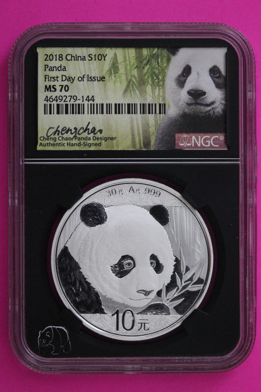 2018 China Silver Panda MS 70 Designer Signature NGC Certified Authentic 304