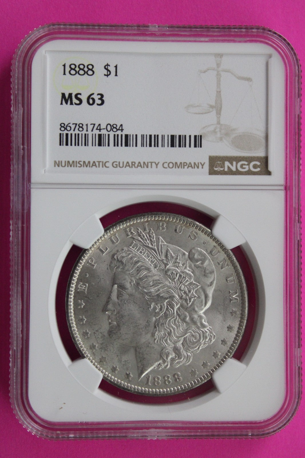 1888 P MS 63 Liberty Morgan Silver Dollar NGC Certified Graded Authentic 810