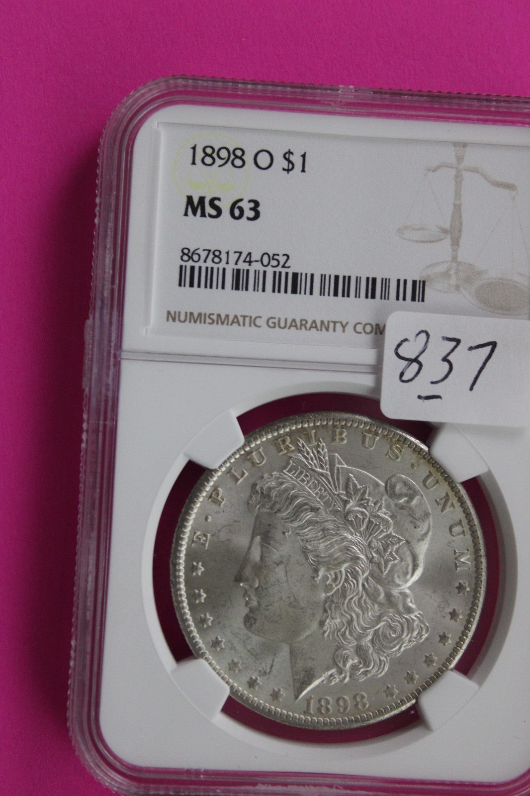 1898 O MS 63 Liberty Morgan Silver Dollar NGC Certified Graded Authentic 837