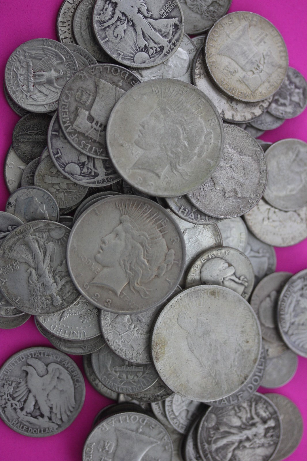 American 90% Silver 6 Standard Ounces Coin Weight With One Peace Dollar Junk