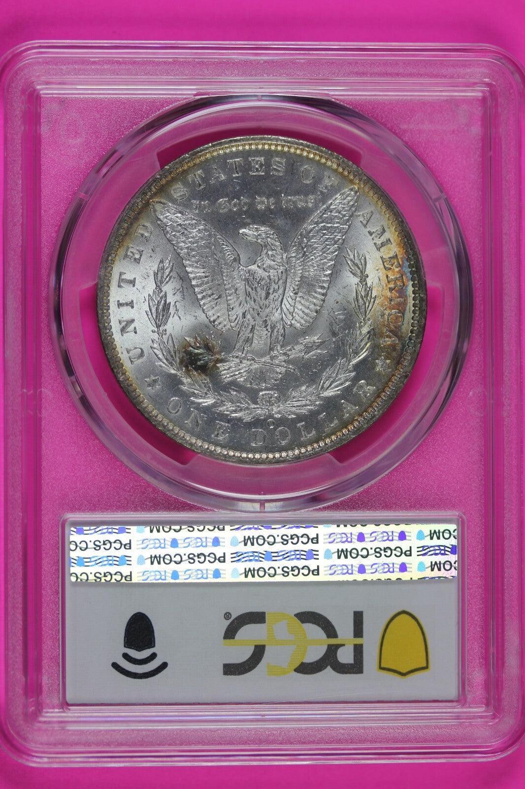 Rainbow Toned 1885 O MS 63 Morgan Liberty Silver Dollar PCGS Certified Slab 990