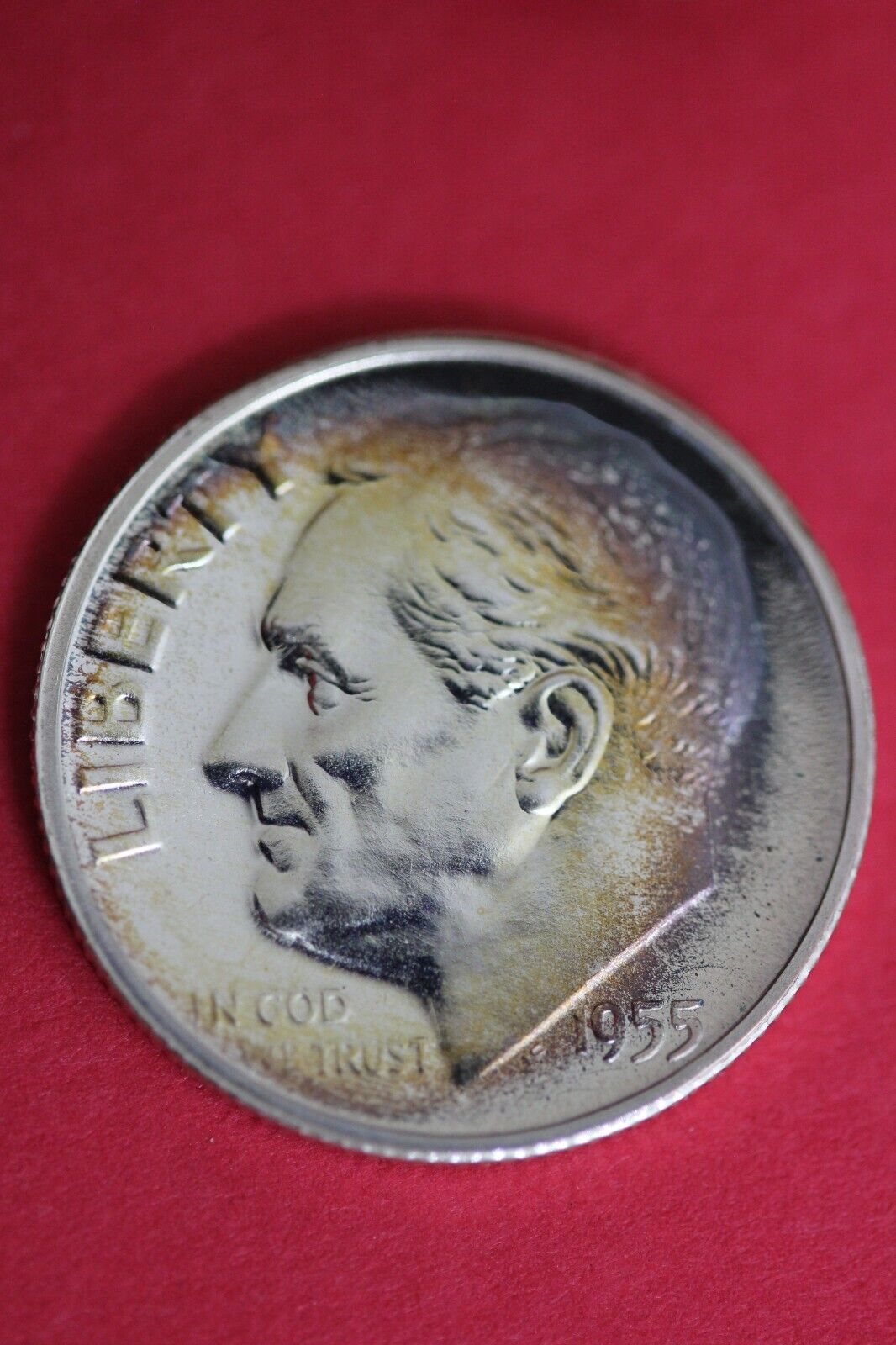 Rainbow Toned 1955 Silver Proof Roosevelt Dime Exact Coin Pictured OCE 43