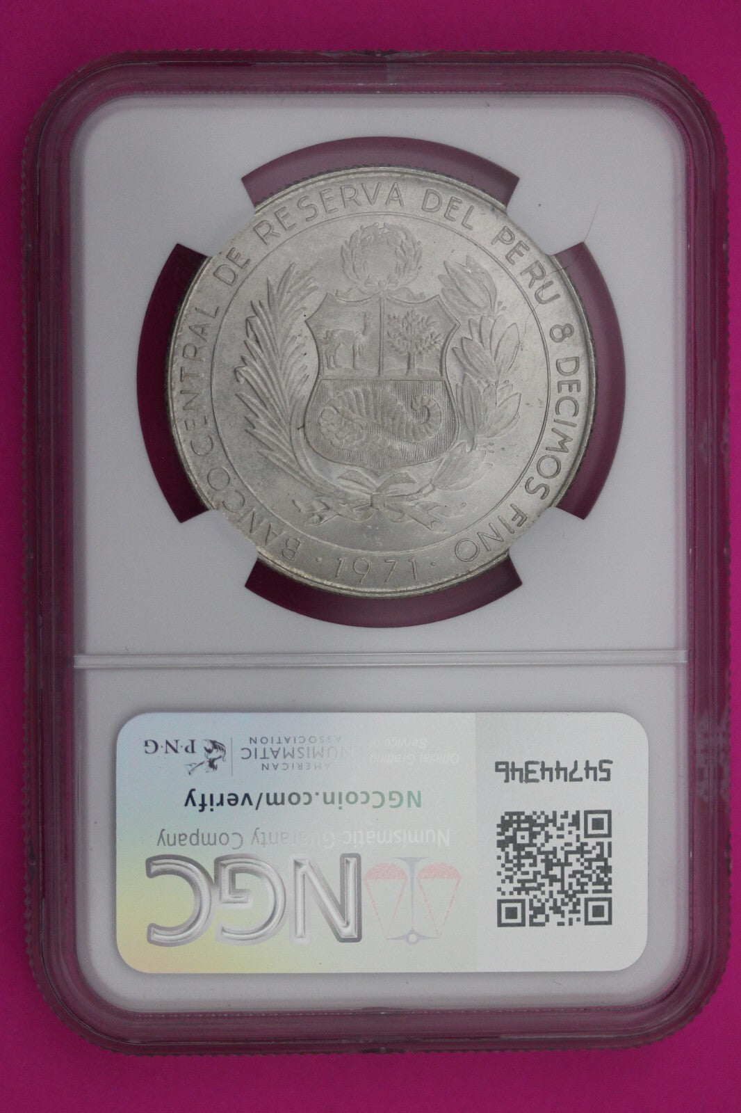 Pop 6 Only 1 Finer 1971 MS 67 Peru 50 Soles Silver Coin NGC Certified Graded 217