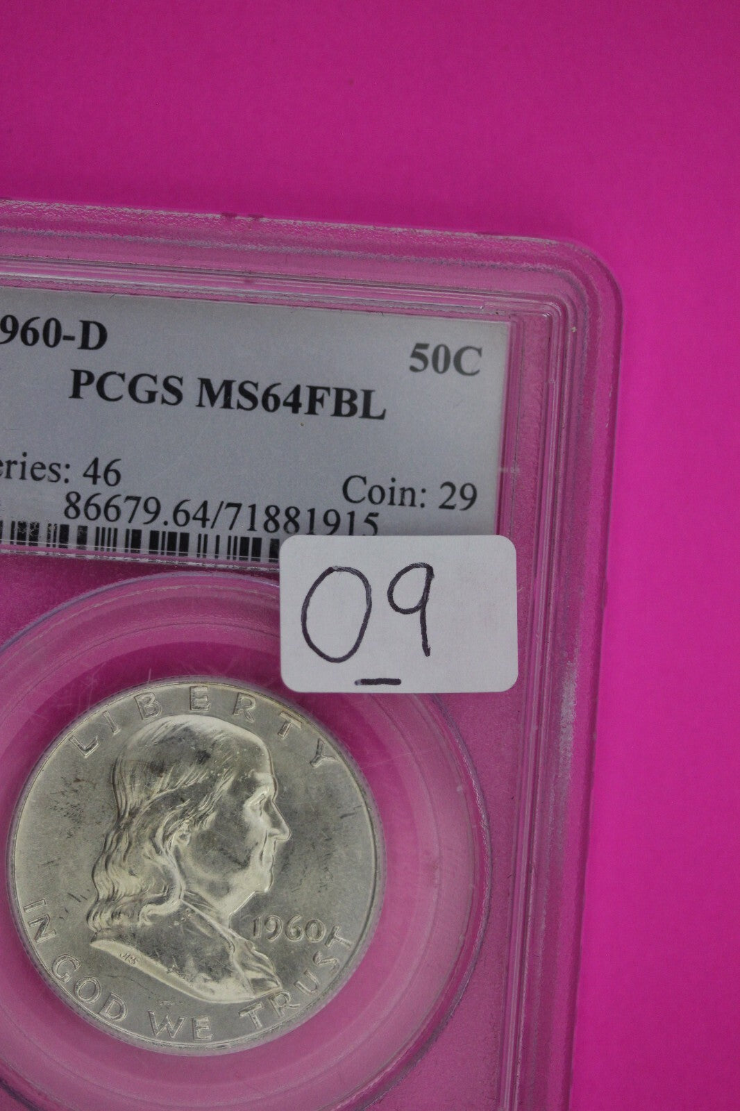 1960 D MS 64 Full Bell Lines Ben Franklin Silver Half Dollar PCGS FBL Slab 09