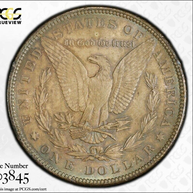 Toned 1889 P MS 63 Morgan Liberty Silver Dollar PCGS Certified Slab 34