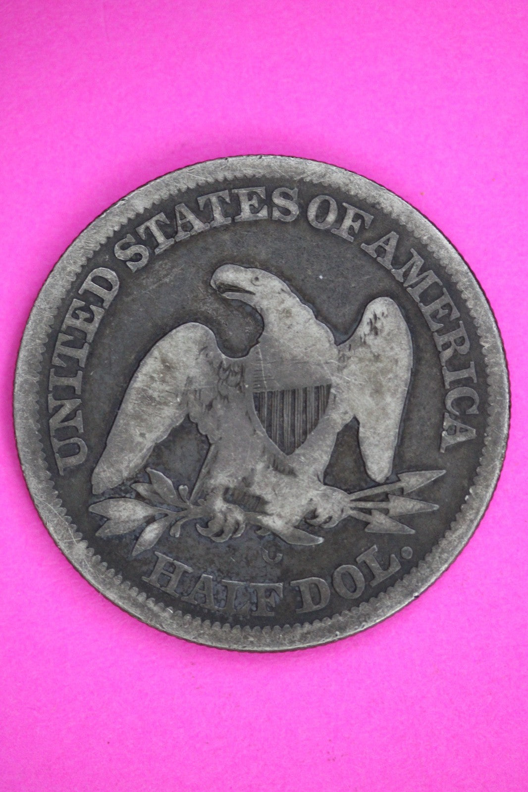 1854 O Seated Liberty Silver Half Dollar Graffitti Authentic Genuine Coin 2853