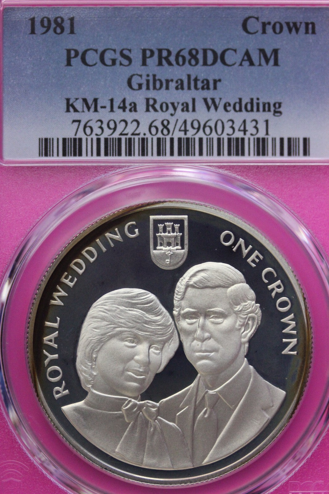 1981 PR 68 DCAM Crown Gibraltar Princess Diana Royal Wedding PCGS Silver 630