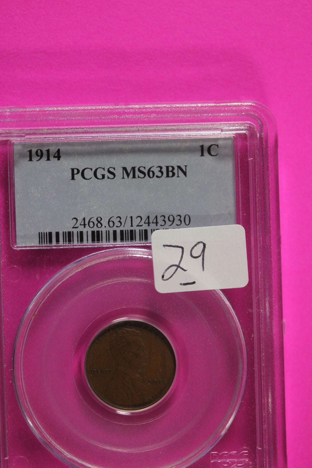 1914 P MS 63 BN Lincoln Wheat Cent Penny PCGS Graded Certified Authentic 29