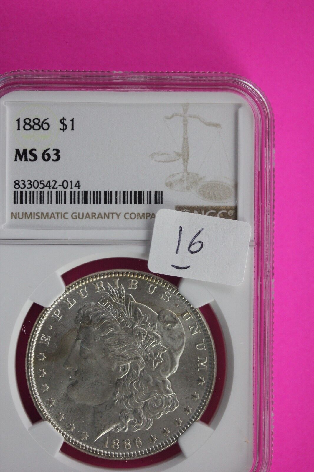 1886 P MS 63 Liberty Morgan Silver Dollar NGC Certified Graded Authentic Slab 16