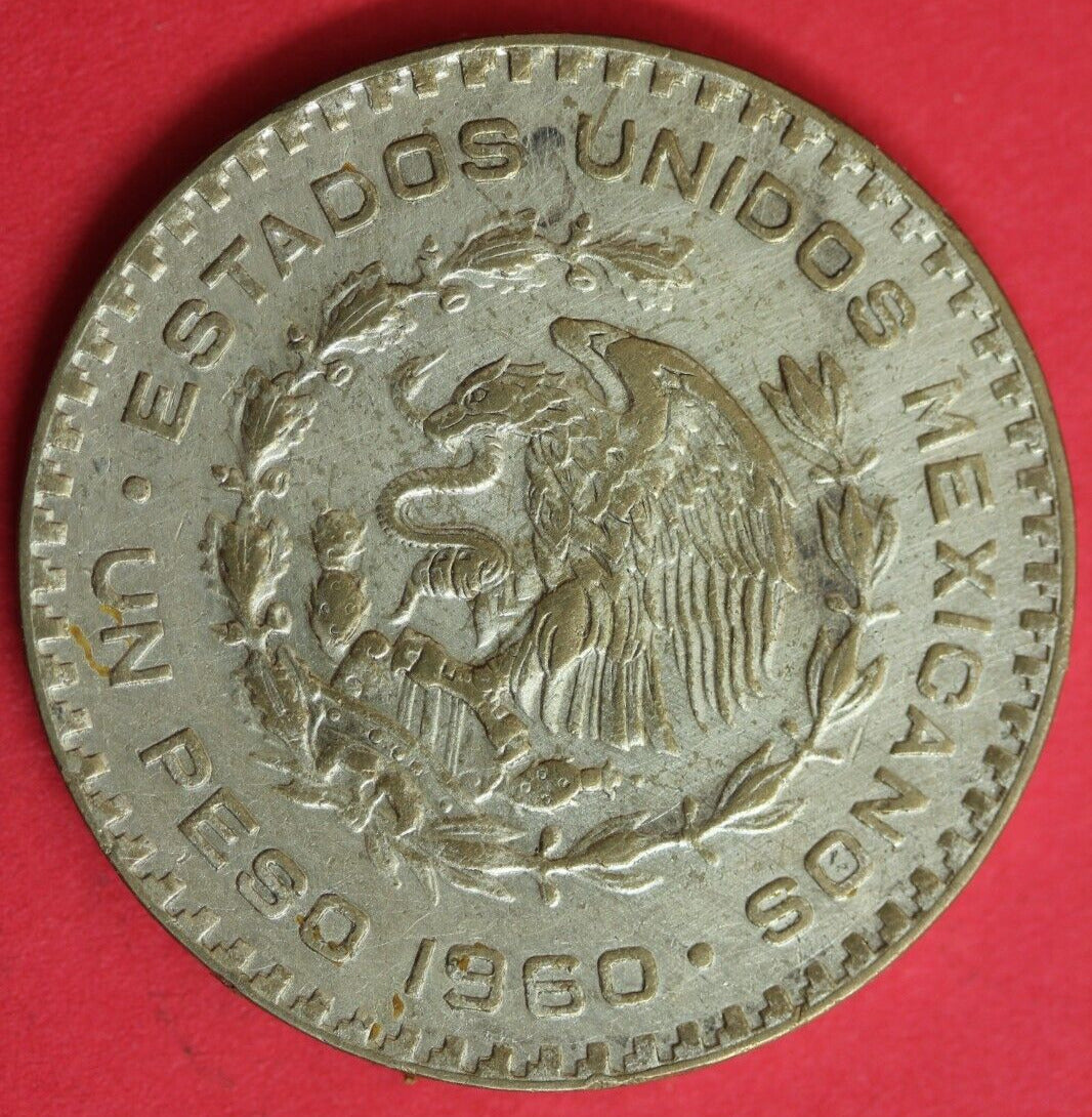 1960 Mexico Un 1 Peso .10 Silver Coin Morelos Estados Unidos Mexicanos GFB 41