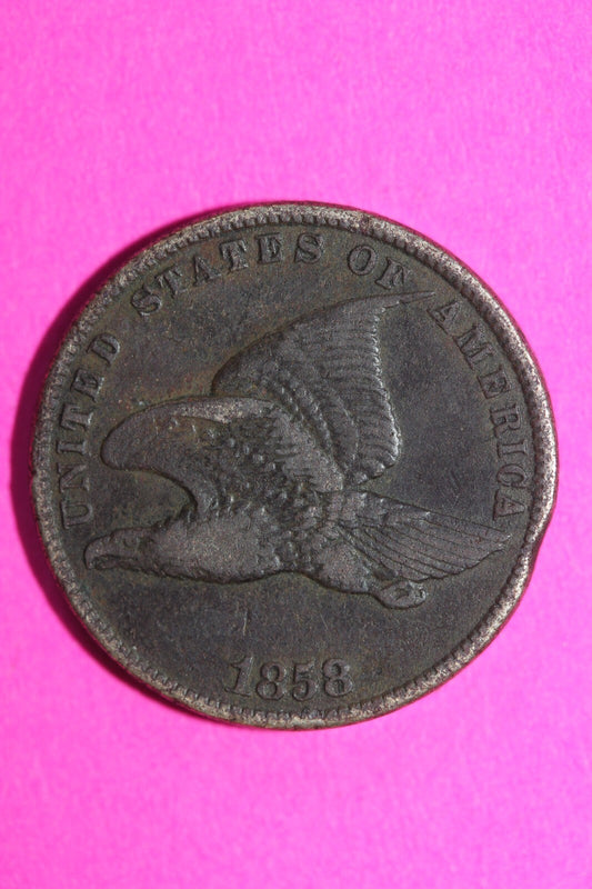 1858 Flying Eagle Cent Penny Exact Scarce Early Type Exact Coin as Pictured 60
