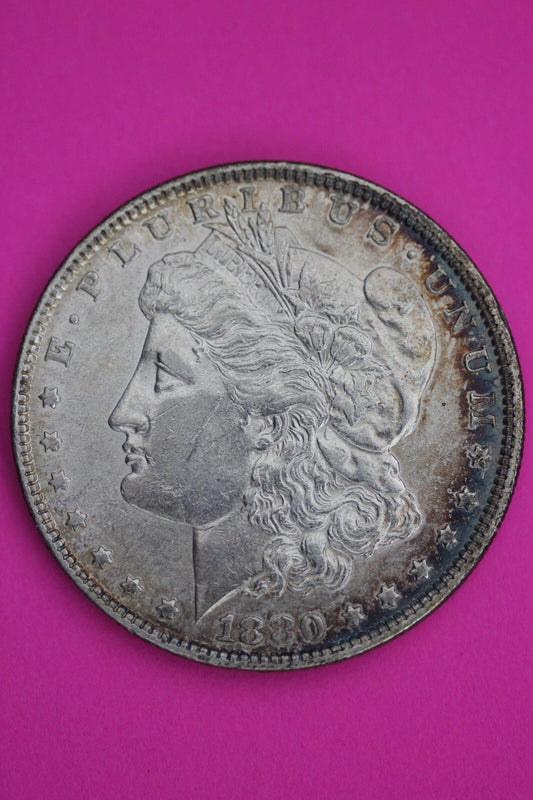 Rainbow Toned 1880 O Liberty Morgan Silver Dollar Coin Guaranteed Authentic 127N