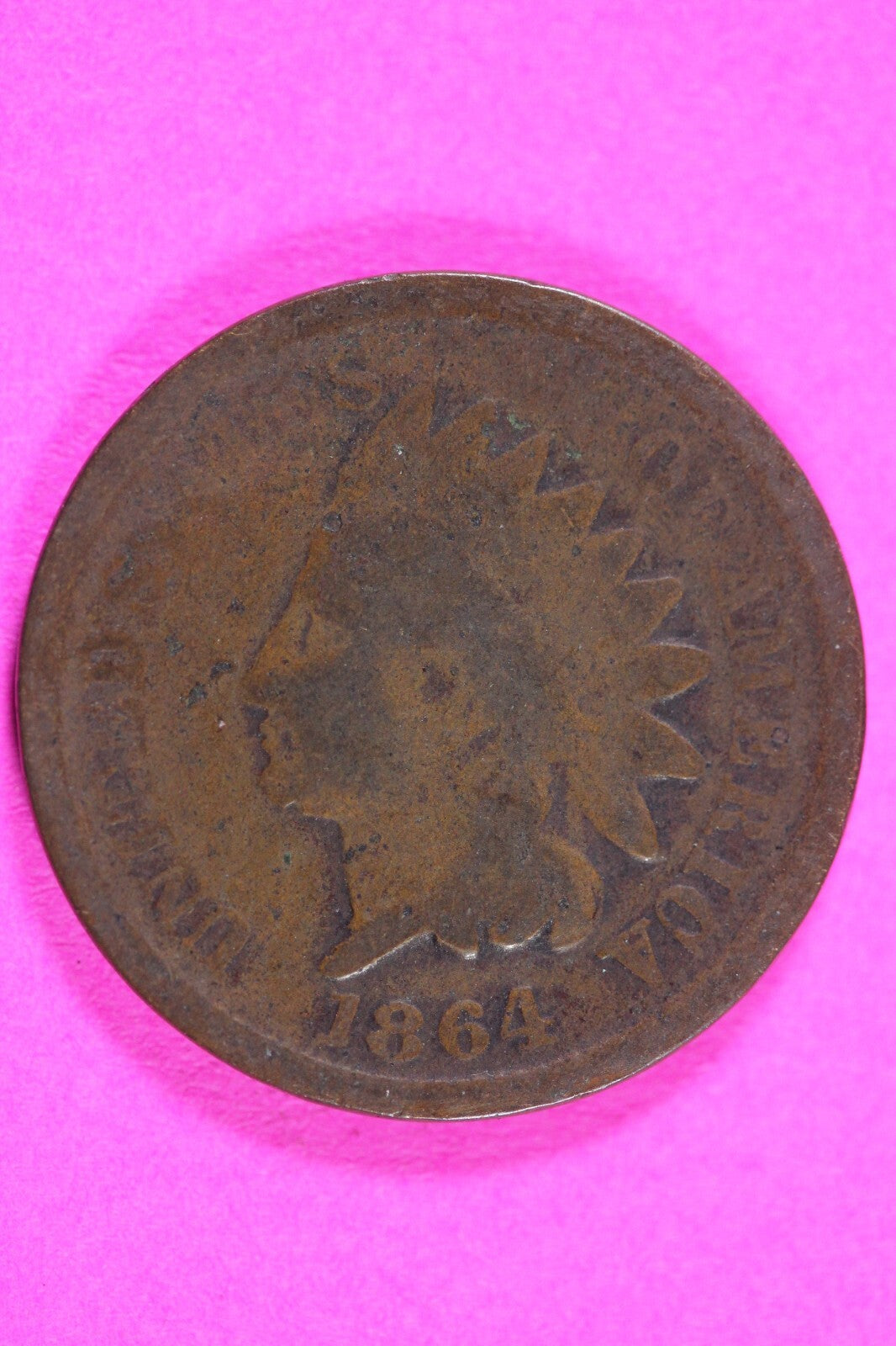 1864 Bronze Indian Head Cent Penny Rare Early Type Coin Exact Coin Pictured 221