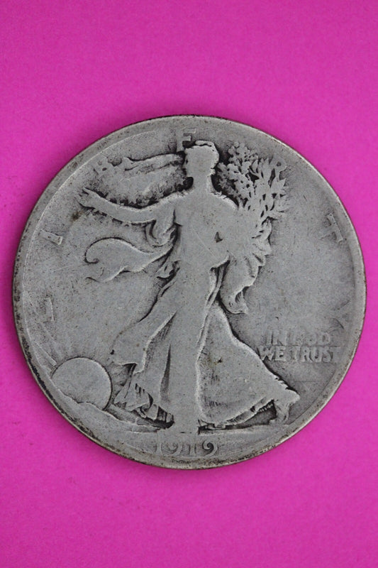 1919 D Walking Liberty Silver Half Dollar Guaranteed Authentic Genuine Coin 1156