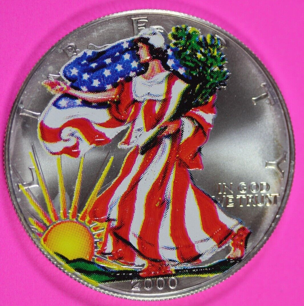 Colorized 2000 American Silver Eagle 1 Ounce .999 Fine Exact Coin Shown 178