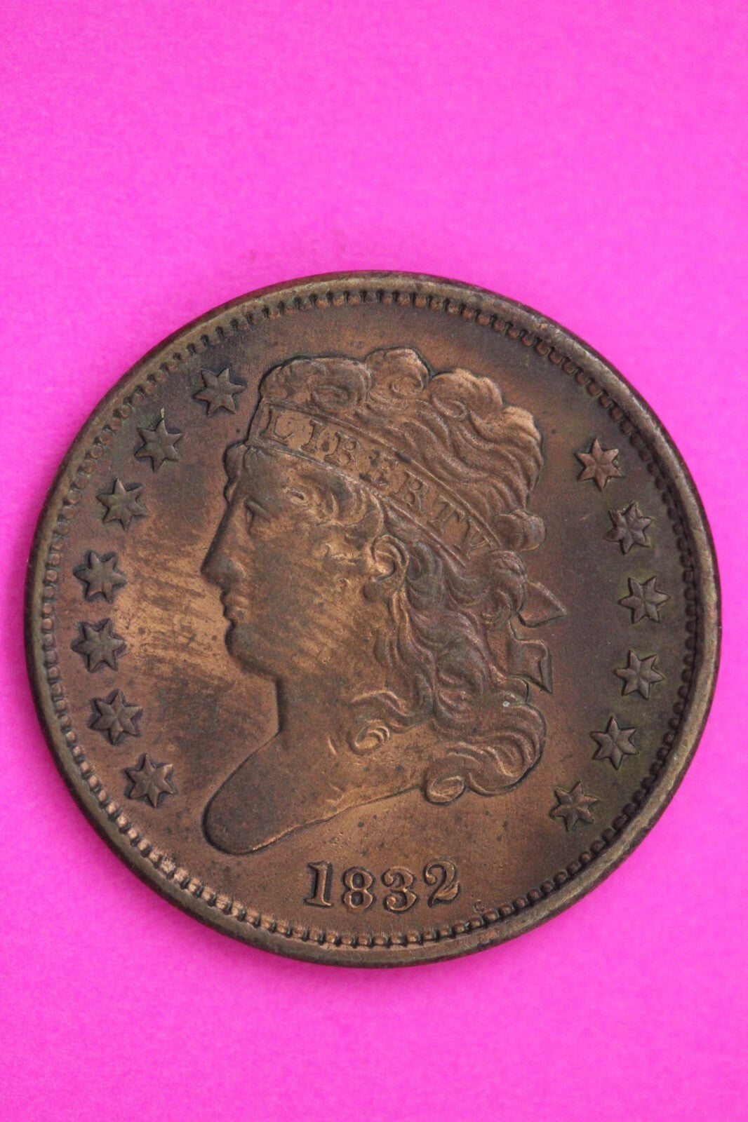 High Grade 1832 Half Cent Classic Liberty Head Guaranteed Authentic Genuine 1058