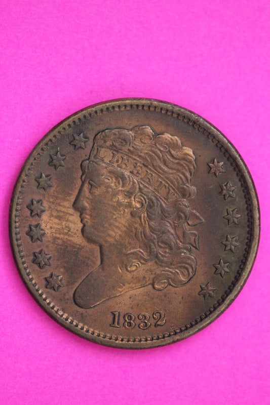 High Grade 1832 Half Cent Classic Liberty Head Guaranteed Authentic Genuine 1058